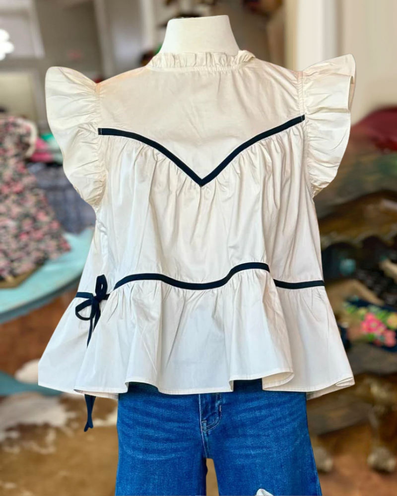 Ruffle Lace-up Top