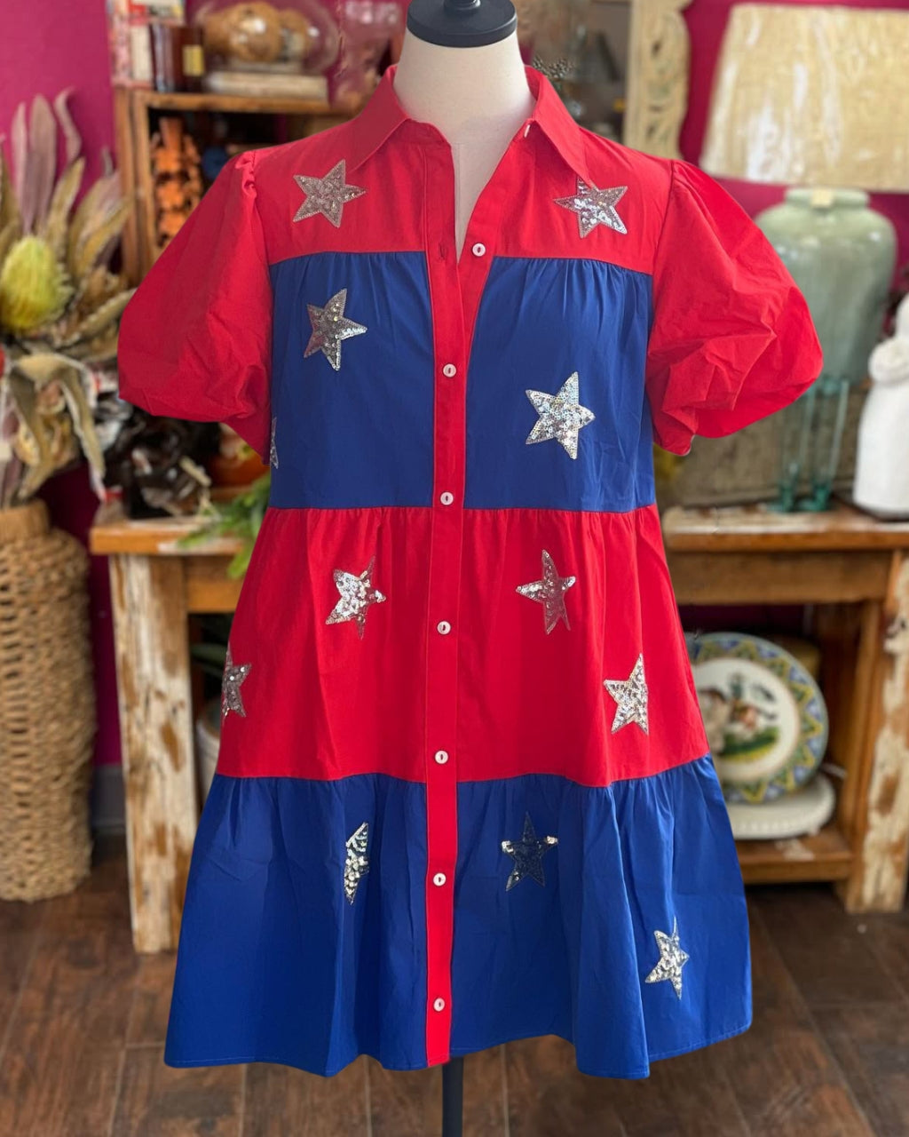 Sequin Star Colorblock Dress