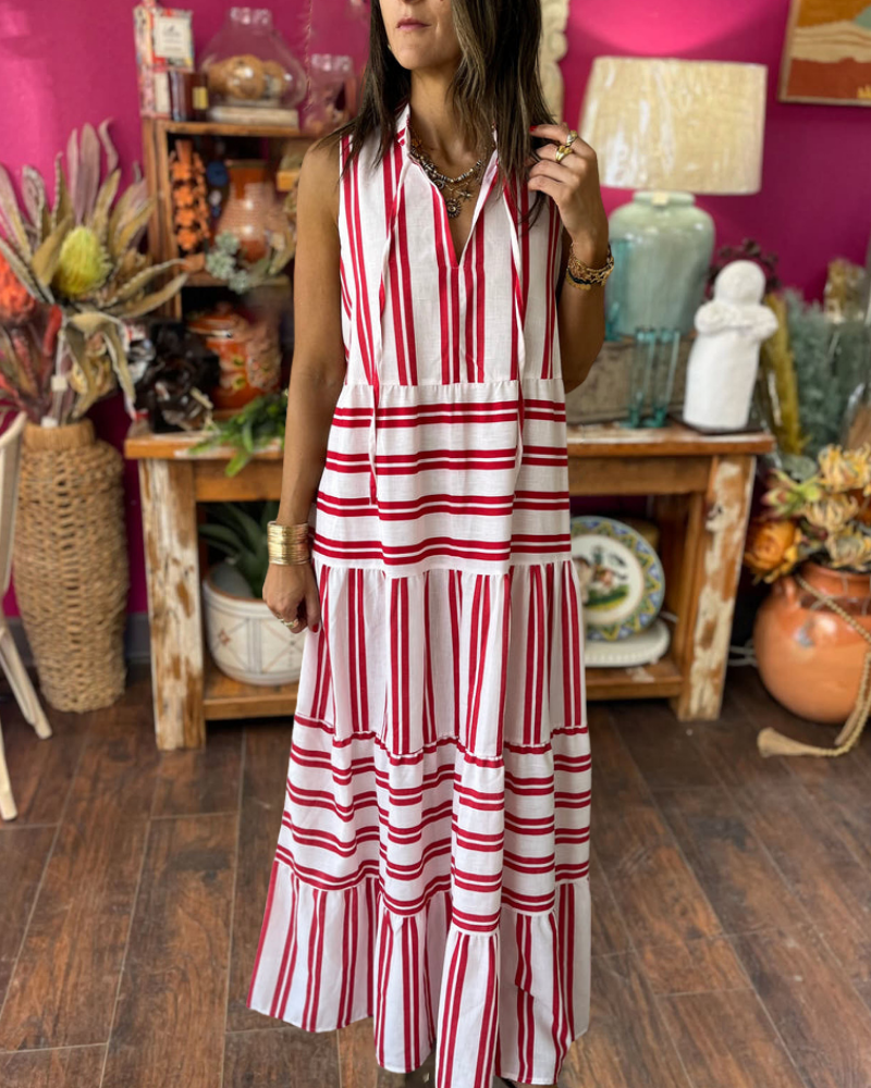 Unique Layered Striped Maxi Dress