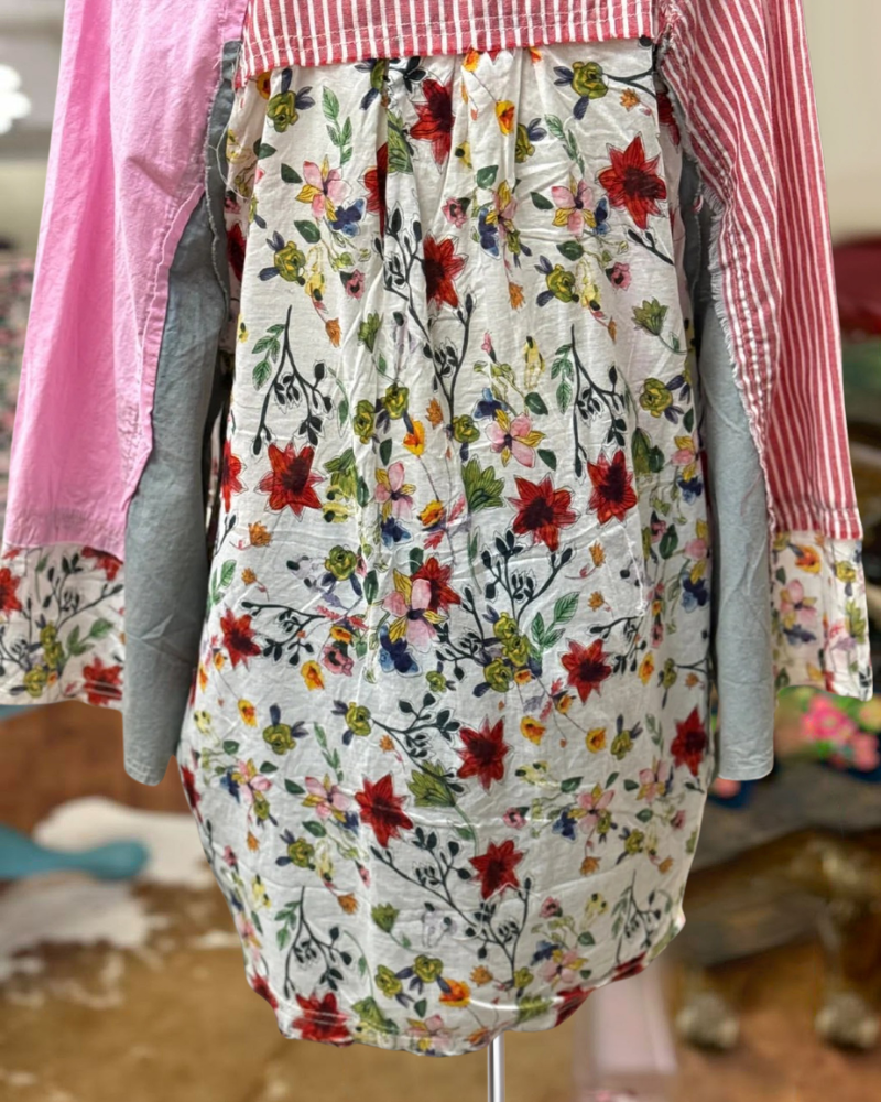 Mixed Fabric Patchwork Shirt