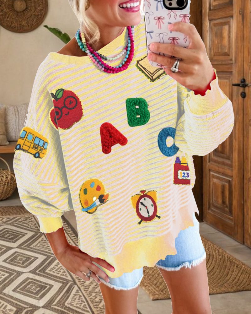 School Sequin Stripe Sweatshirt